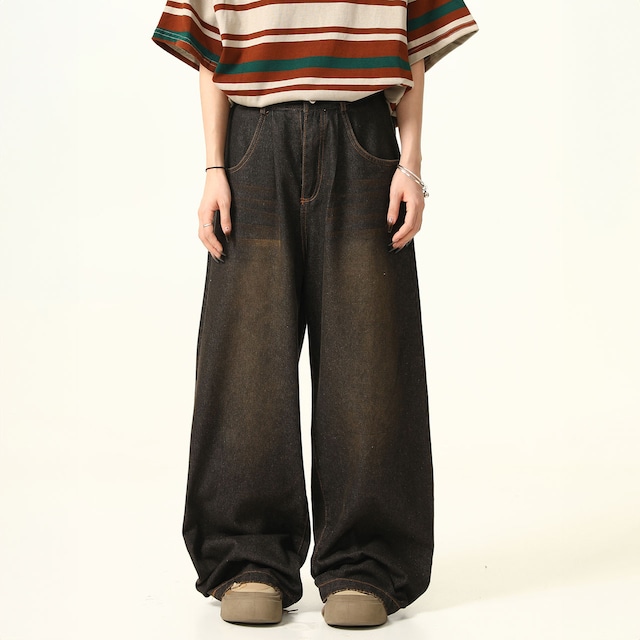 フェードボリュームストレートデニムパンツ 2col R00632