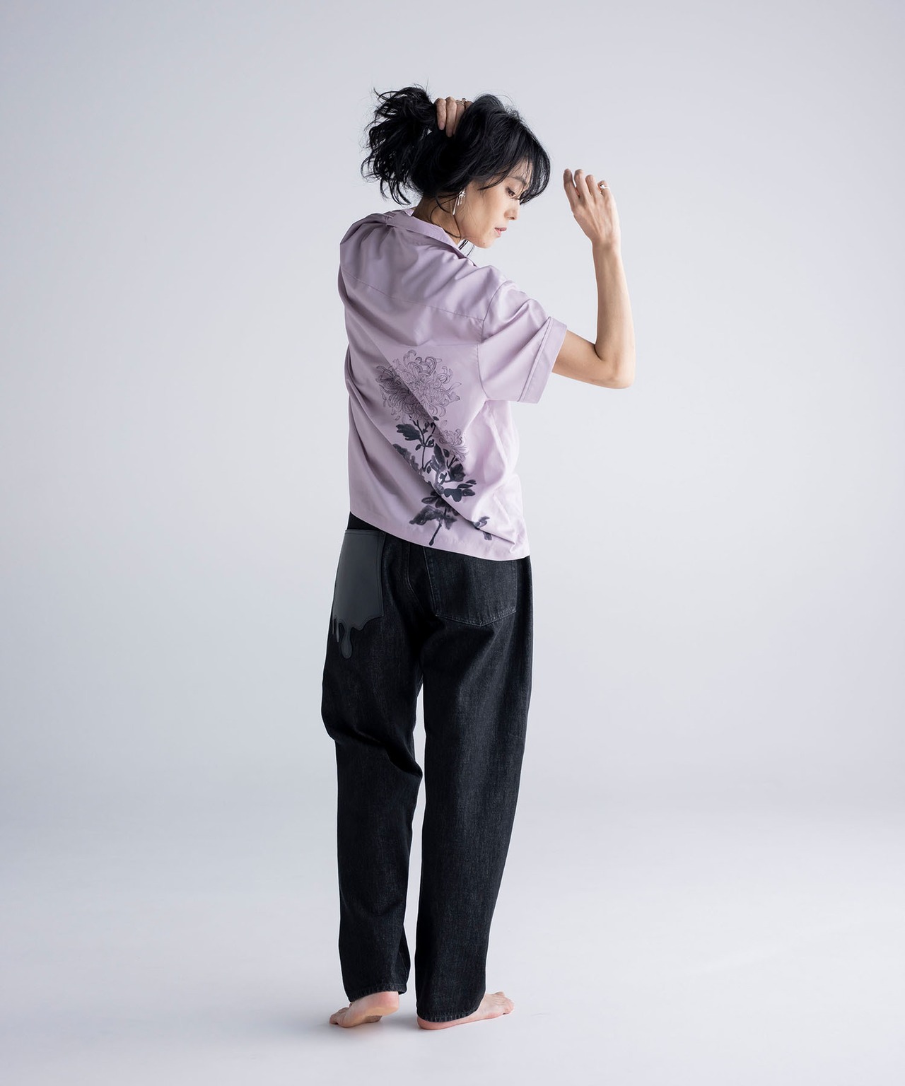 Flower back print shirt［HSS002］