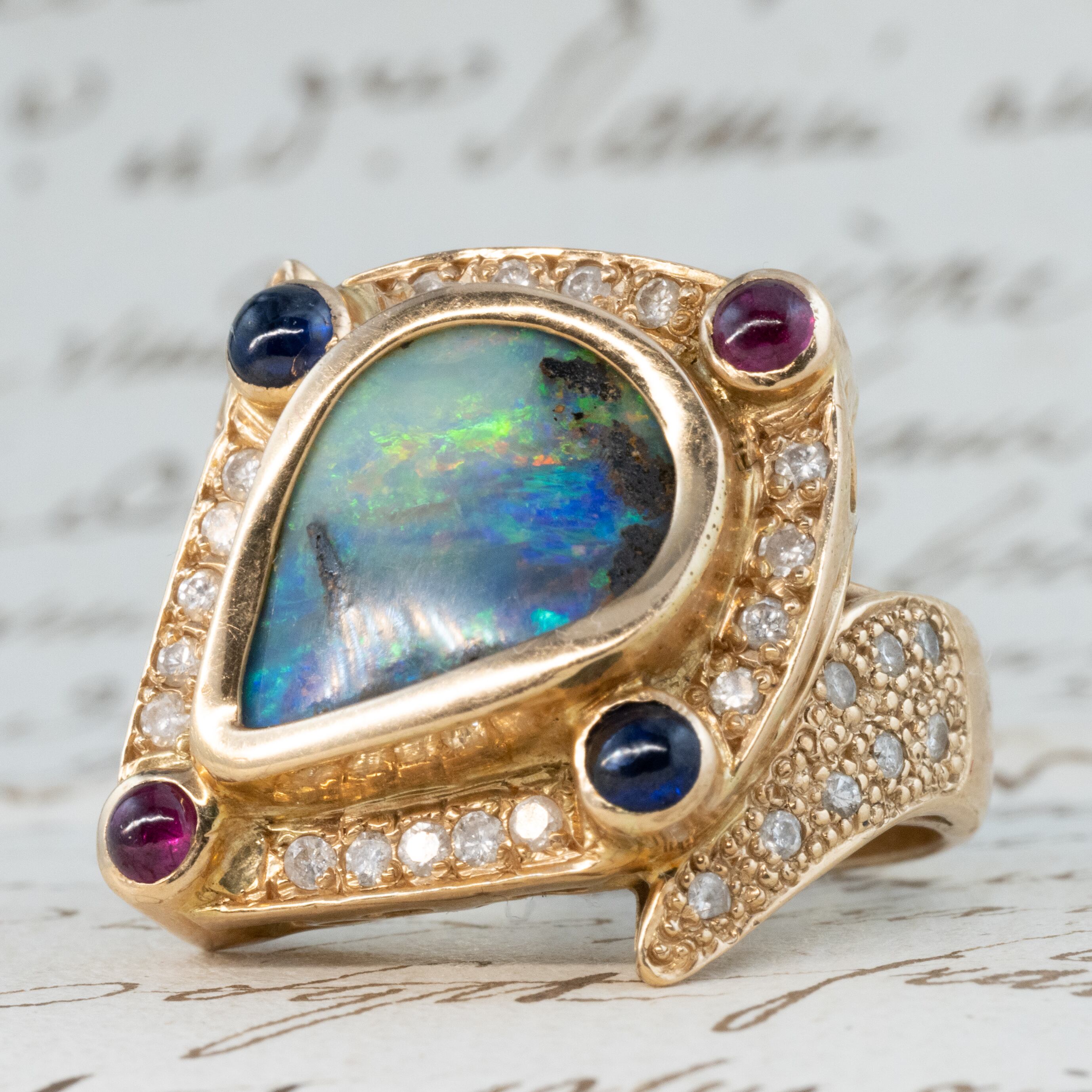 天然ダイヤモンド付きオパールブレスレットk18 温かい 