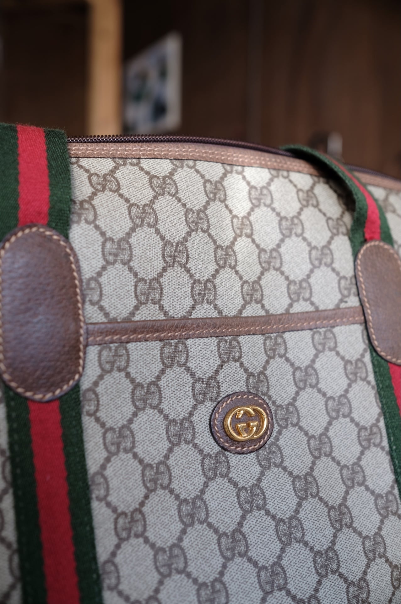 GUCCI / グッチ GGスプリーム シェリーライン ボストンバッグ