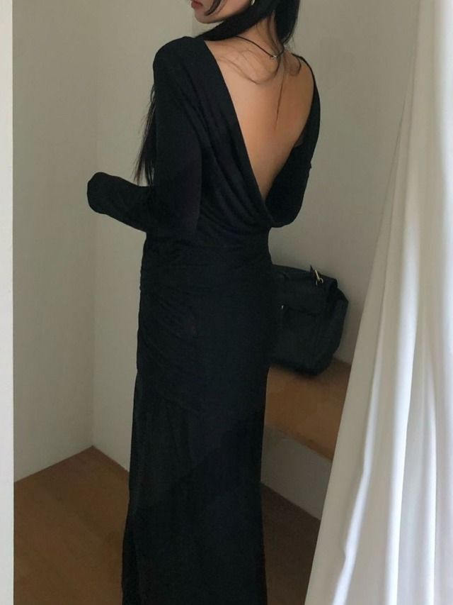 Open Back Drape Long Sleeve Top