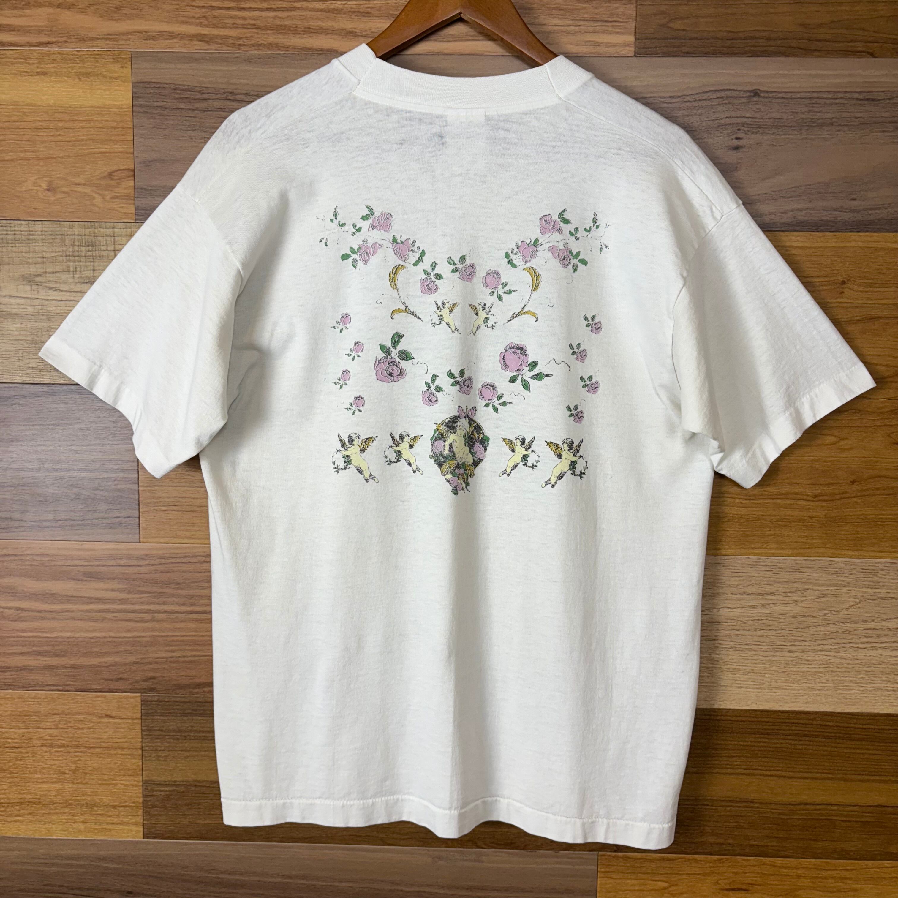 90s 聖書 詩篇 天使 グラフィック アートTシャツ 白 L ヴィンテージ 90s 新約聖書 天使 T-sh Tシャツ サイズ メンズ L シングルステッチ 90