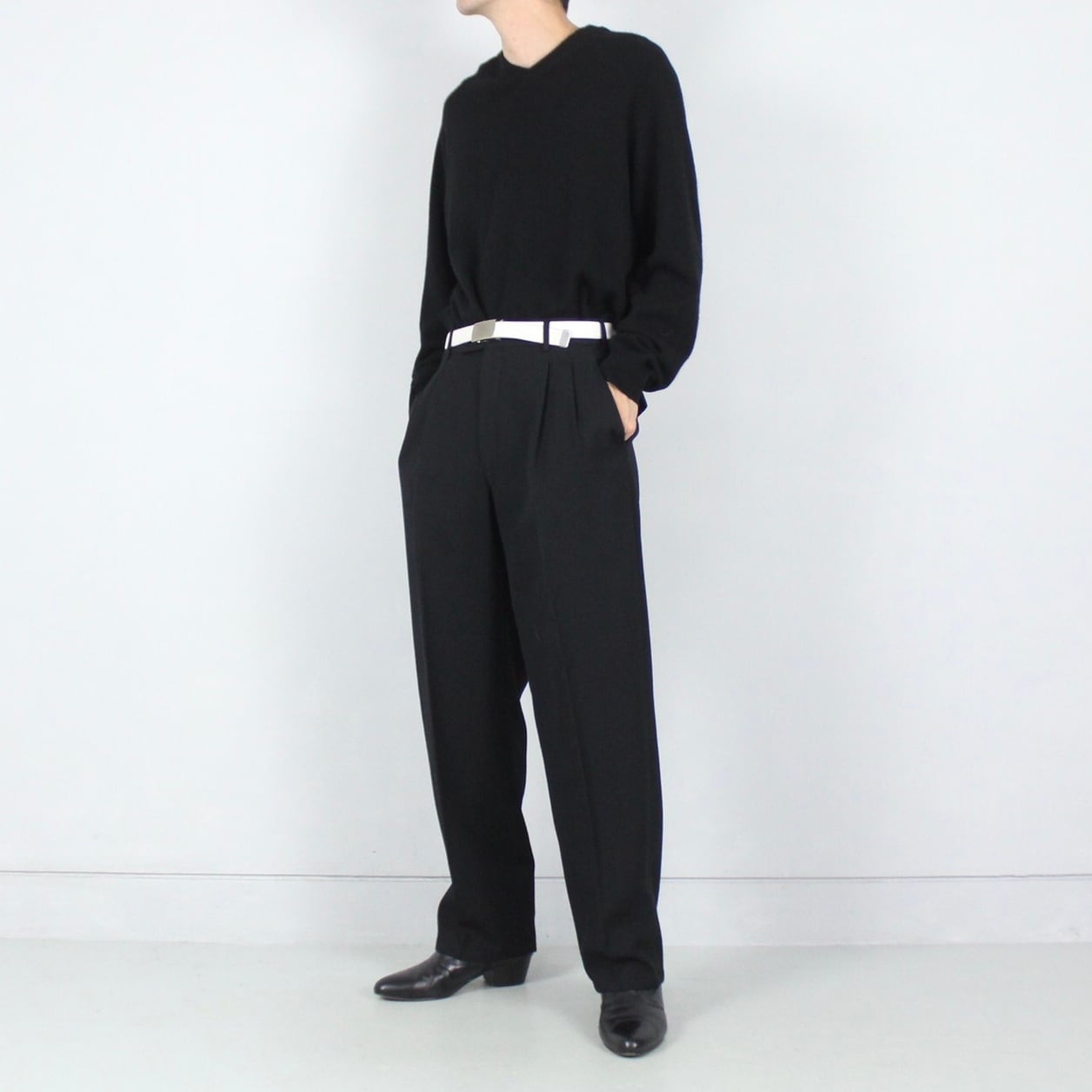 vintage COMME des GARCONS HOMME ブラック 2タックワイドスラックス 