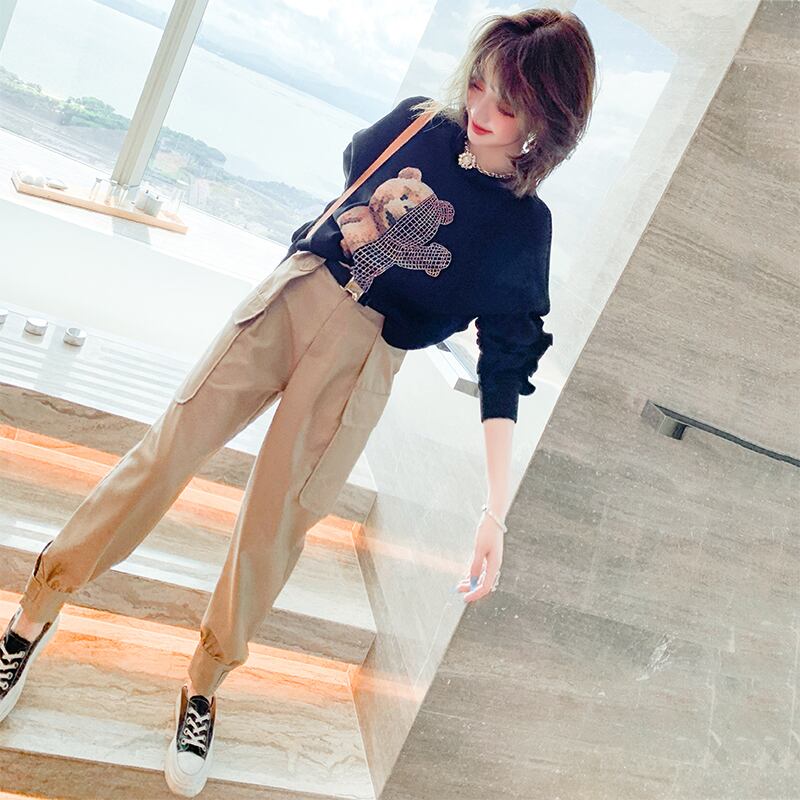 ラインストーンセーター ポケットオーバーオール ステッチ MIUCO65532233505