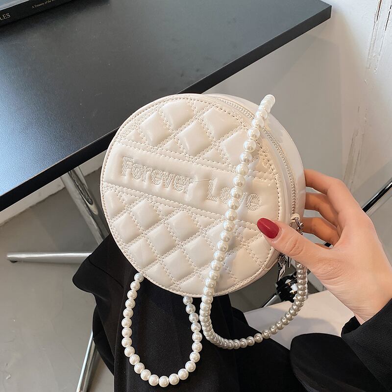 サマーパールチェーン レッド 夏物 真珠 メッセンジャーバッグ Tiancai_Wing_Bag83861476054