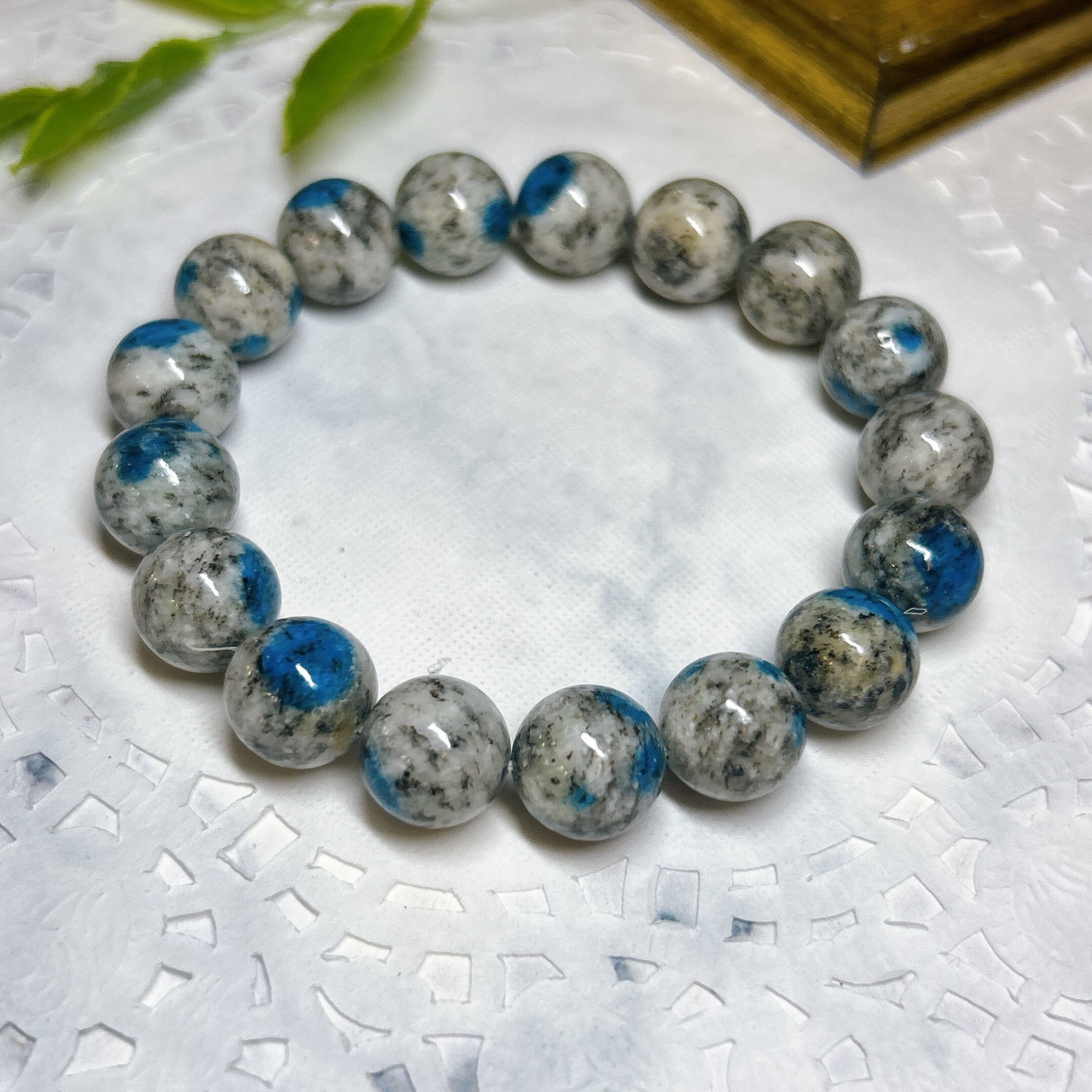 E10334】AAA/K2ストーン/ブレスレット/13㎜/アズライト/Granite with  