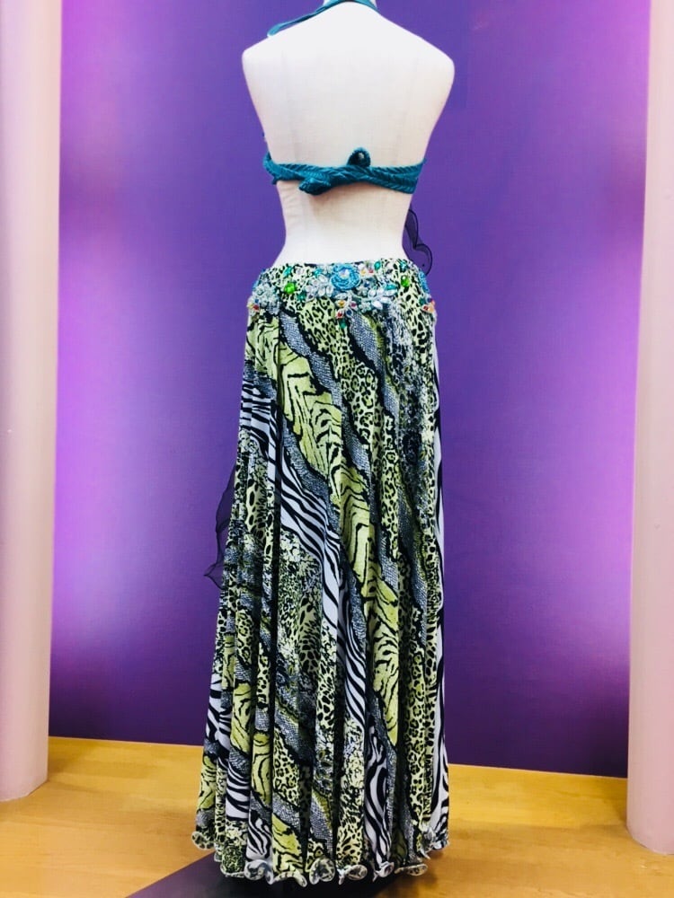 エジプト製 ベリーダンス衣装 ゼブラ柄 グリーン | shamirajapan