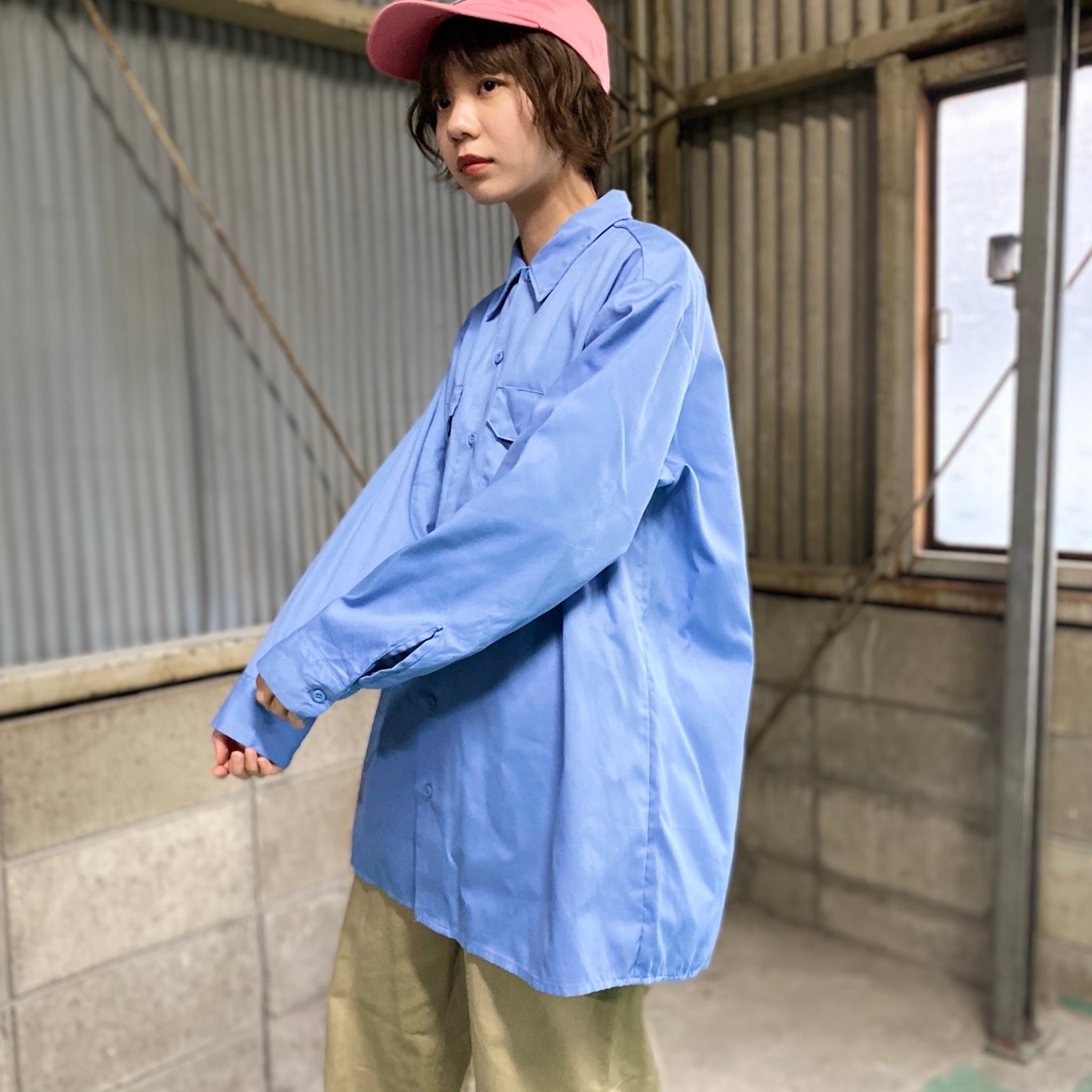 90年代 USA製 ビンテージ Dickies ディッキーズ 長袖 ワークシャツ 90s