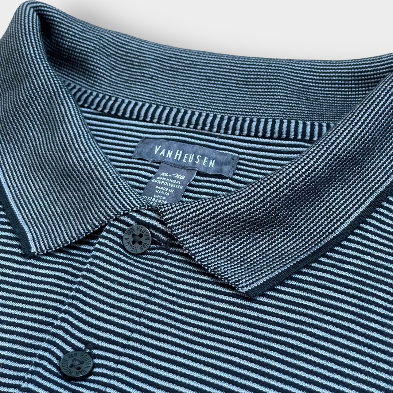 【VAN HEUSEN】XL ビッグサイズ ポロシャツ ボーダー柄 半袖 ヴァンヒューゼン US古着