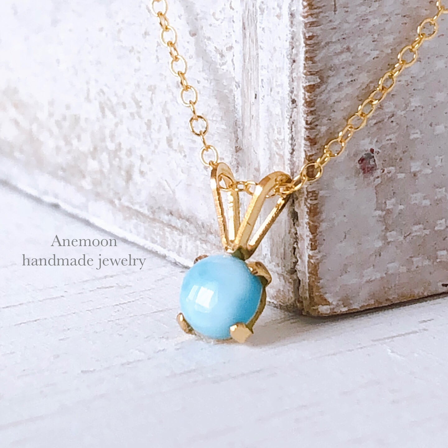 14kgf天然石ラリマーピアス】 | Anemoon handmade jewelry
