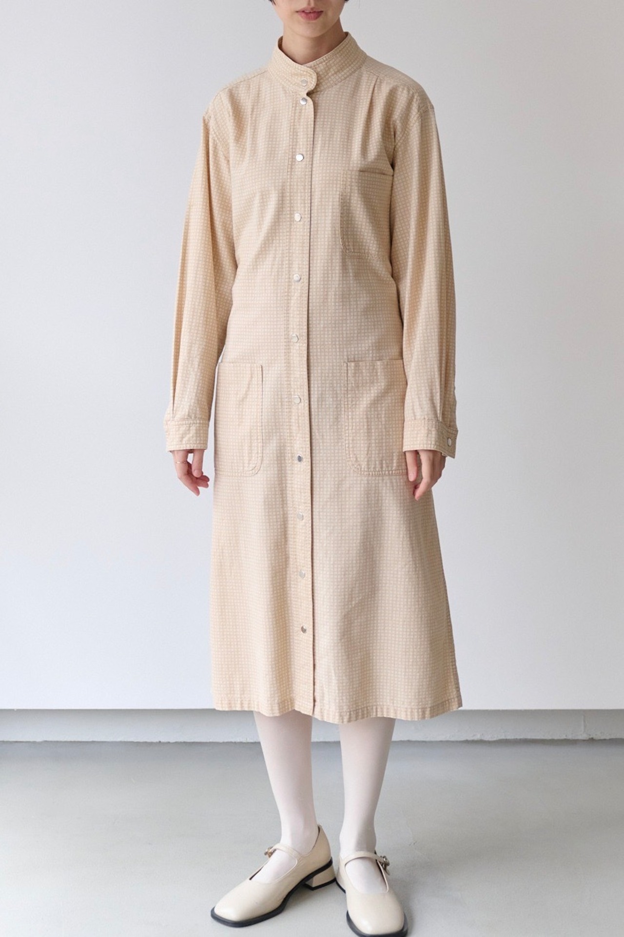 Vuokko geometric mini check belted shirt dress