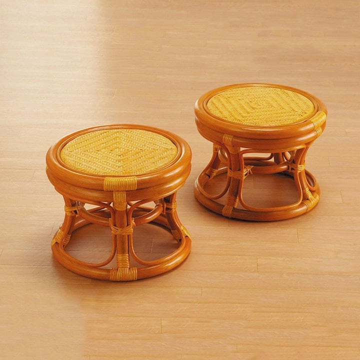 籐スツール2個組34×34×26cm