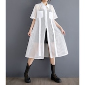 メッシュ シャツワンピース 30225