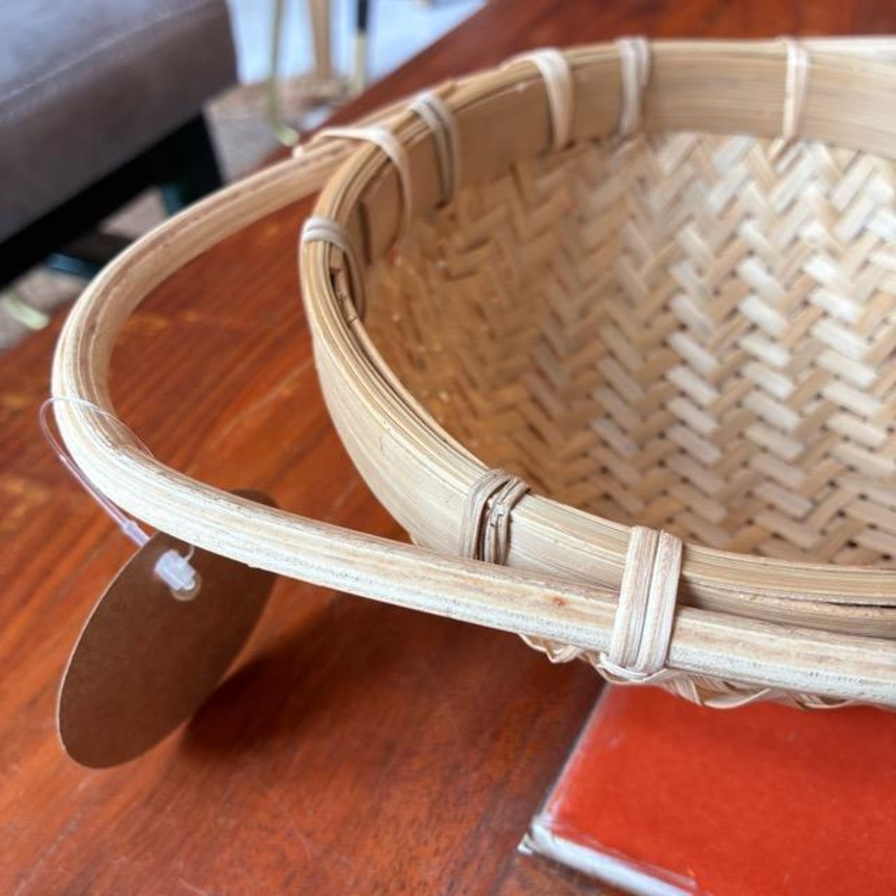 Bangladesh Bamboo basket with handle S　バングラディッシュ　持ち手付き竹ザル　S　ボウル　水切り　野菜　果物　バンブー　籐　竹ざる　バスケット