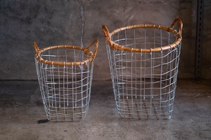 RATTAN TOP WIRE BASKET SET