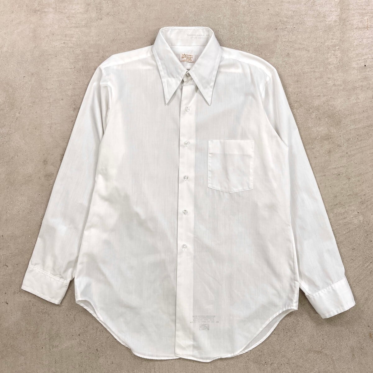 70年代 USA製 ARROW BELMONT CLUB ドレスシャツ 無地 メンズL相当 古着