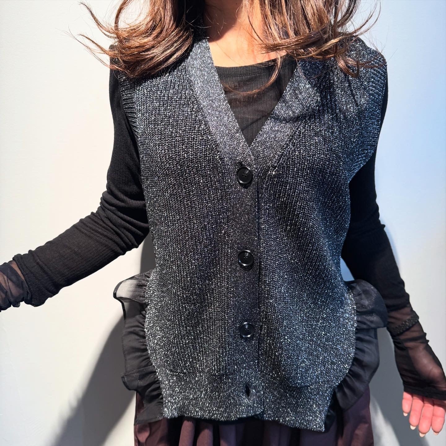 エイミーロウ eimeelaw Eimee Law フリルヘムラメニットジレ | Sister