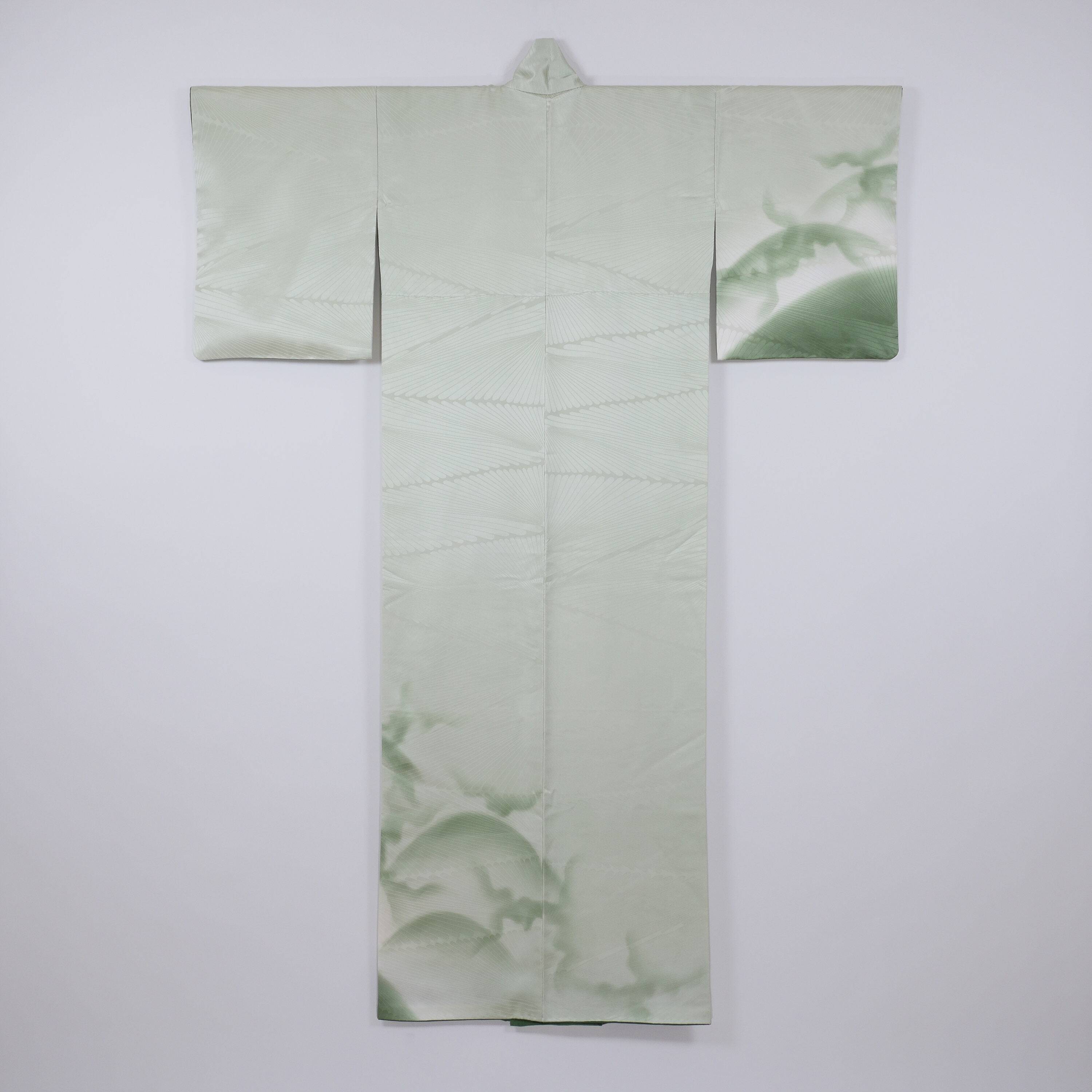 未使用品 ヴィンテージ 着物 付け下げ訪問着 緑 綸子 暈し | Tokyo