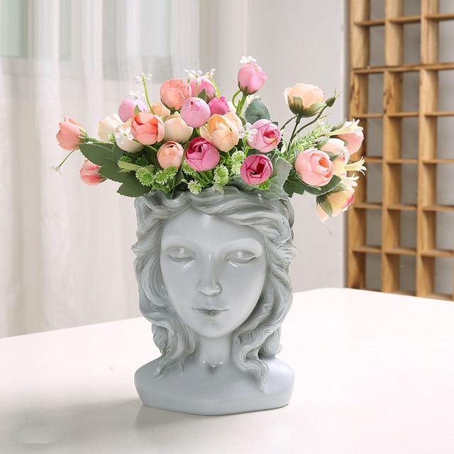 プランター 女神 エレガント ギリシャ風 おしゃれ インテリア クラシック  鉢 植木鉢 多肉植物 寄せ植え ガーデニング 屋内 屋外 グレー 黒 ブラック ブロンズ