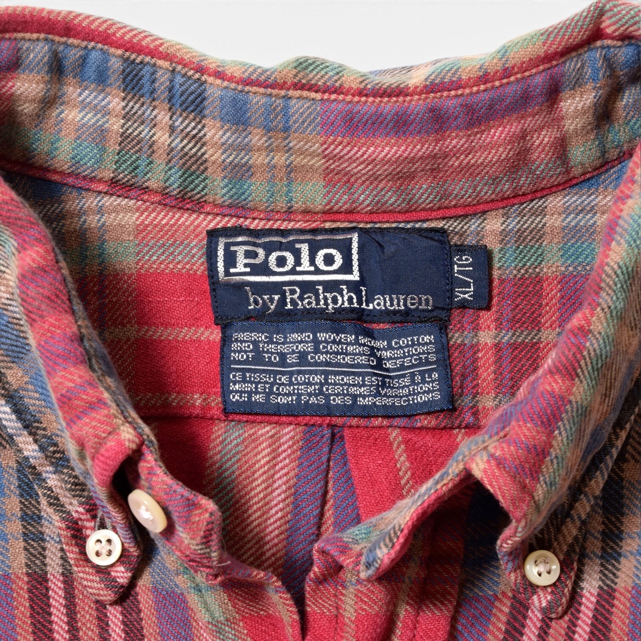 90s Polo by Ralph Lauren 長袖ボタンダウン コットンチェックシャツ