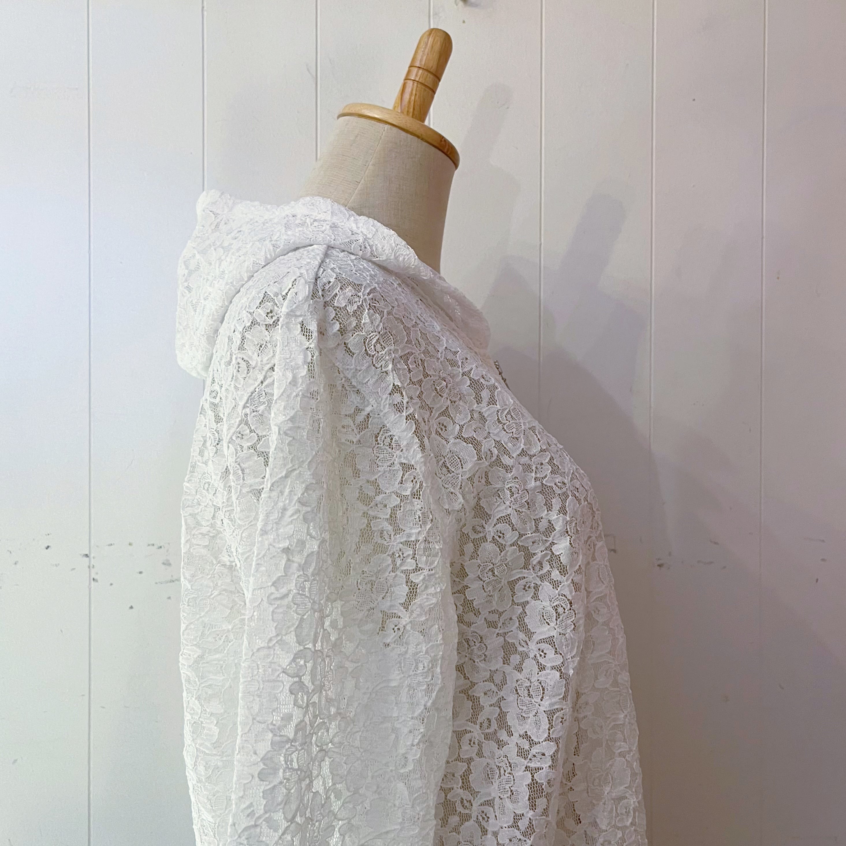 white flower lace hoodie