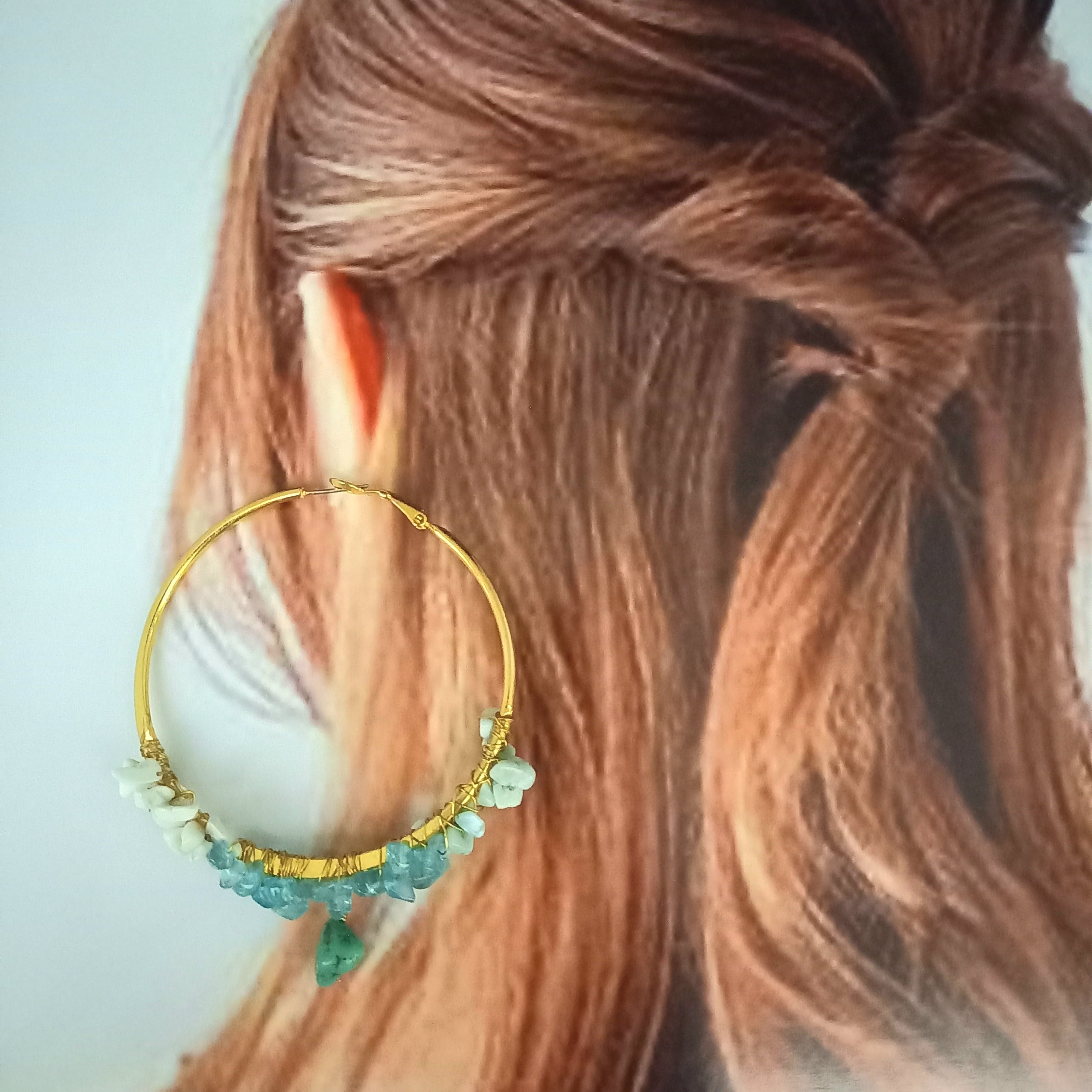 さざれ石の爽やかフープ・ピアス さざれ石の爽やかフープ・ピアス