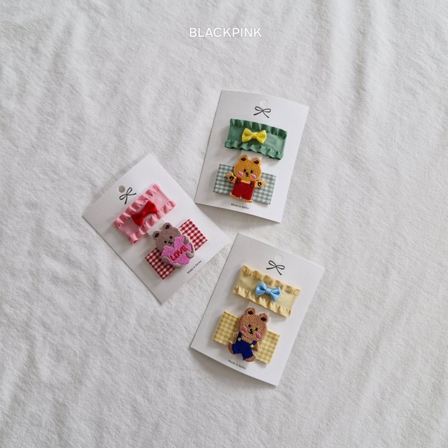 [BLACKPINK] Accessory) Teddy Bear Hair Ribbon Set-up / [블랙핑크] 악세)곰돌이머리리본세트