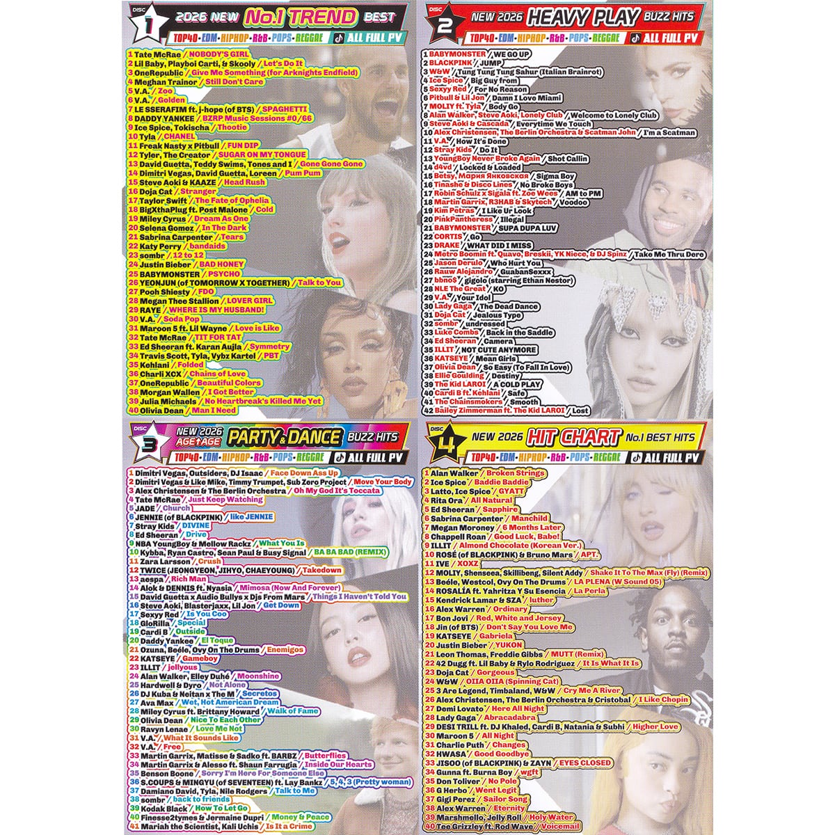 TikTokバズってる超最新曲!!】NEW Tik & Tok2026 DVD4枚組 163曲 全曲