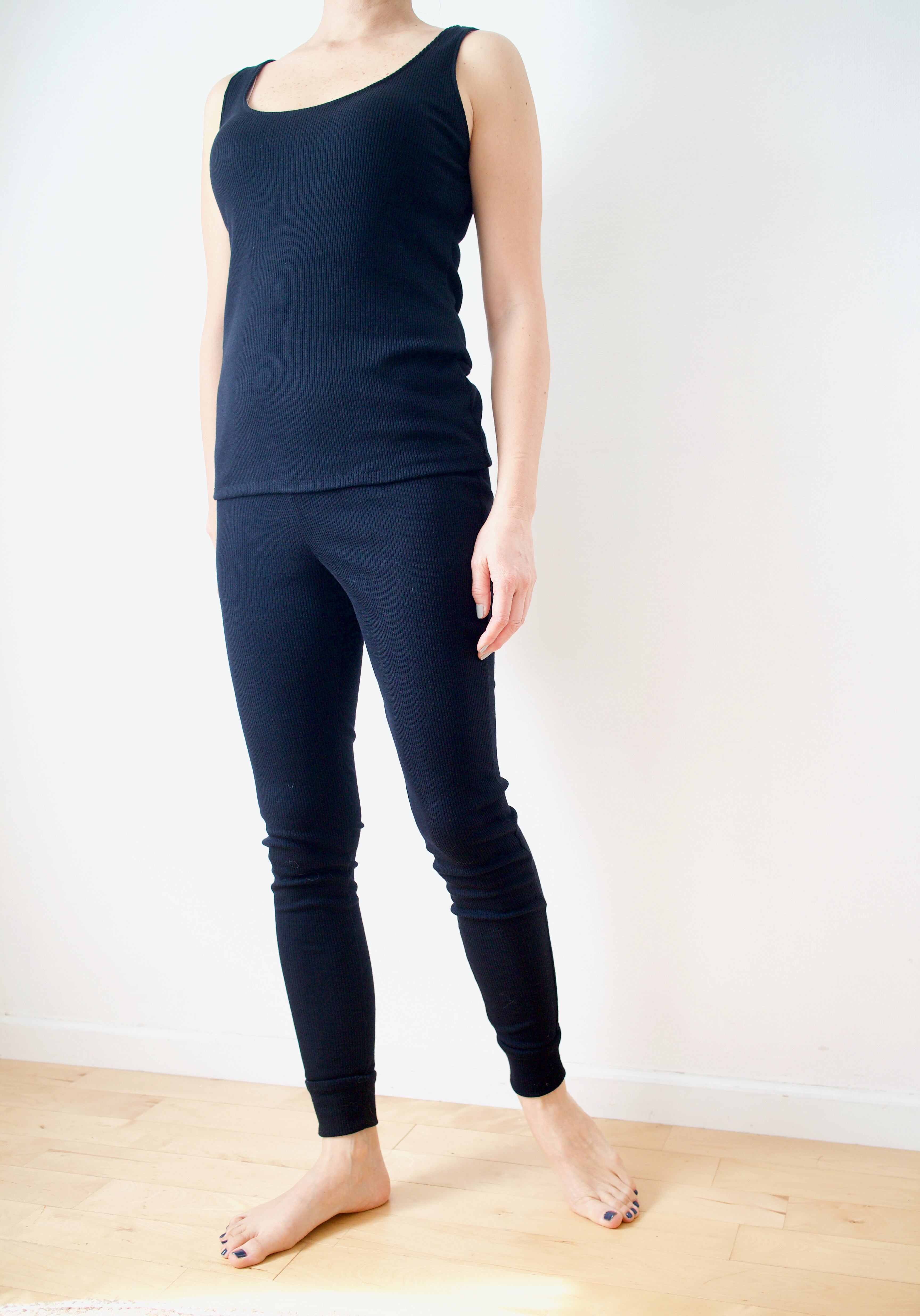 ウール100% <ウールリブレギンス> ダークネイビー