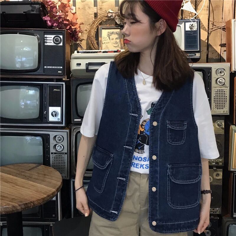 オータムルーズVネックスタンダードノースリーブジャケット レトロ 秋物 萌量不足1130663306