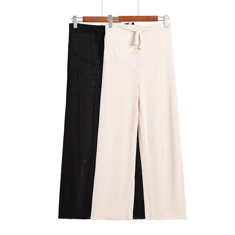 【新作】【送料無料】 マタニティパンツ無地ストレートルーズサマーサポート腹部伸縮性ウエストベリーサポートパンツマタニティパンツ エラスティック 夏物 ソリッドカラー AL expec360495599905