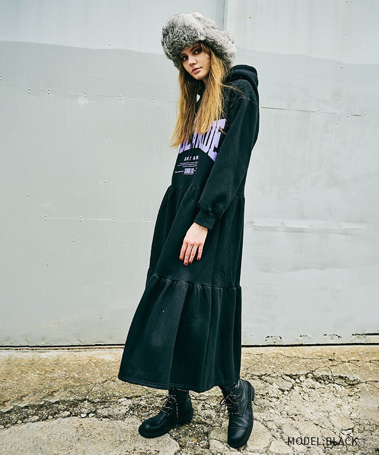 COOLA MADEプリントフーディードレス (BLACK) CQ-47086 | COOLA | クーラ