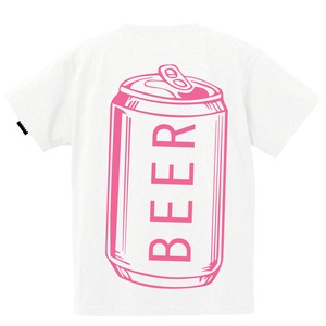 BEER 缶ロゴポケットT ピンク