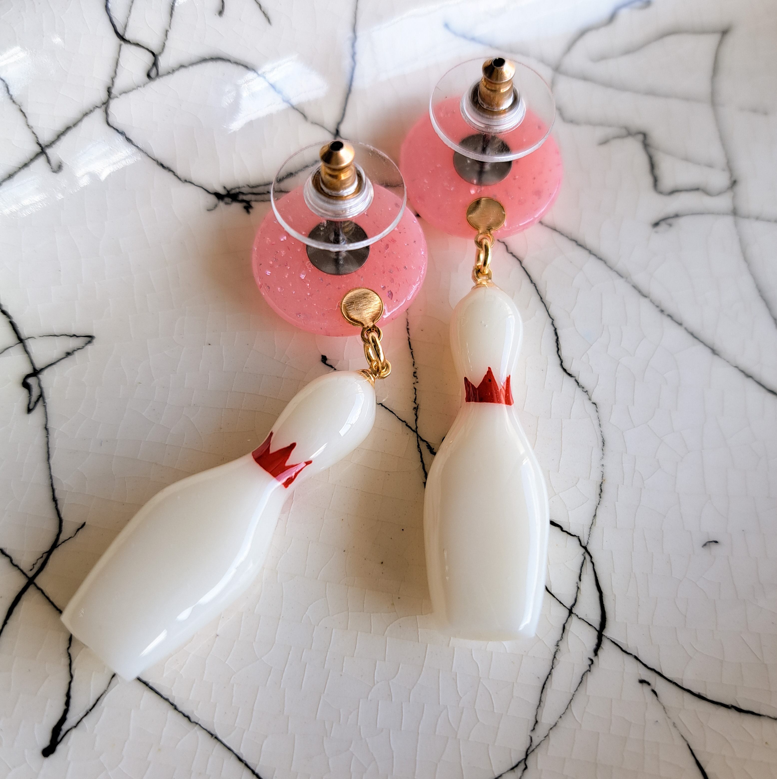 ◇◇Strike!! Bowling Pink My Ball ボウリングピンピアス・イヤリング
