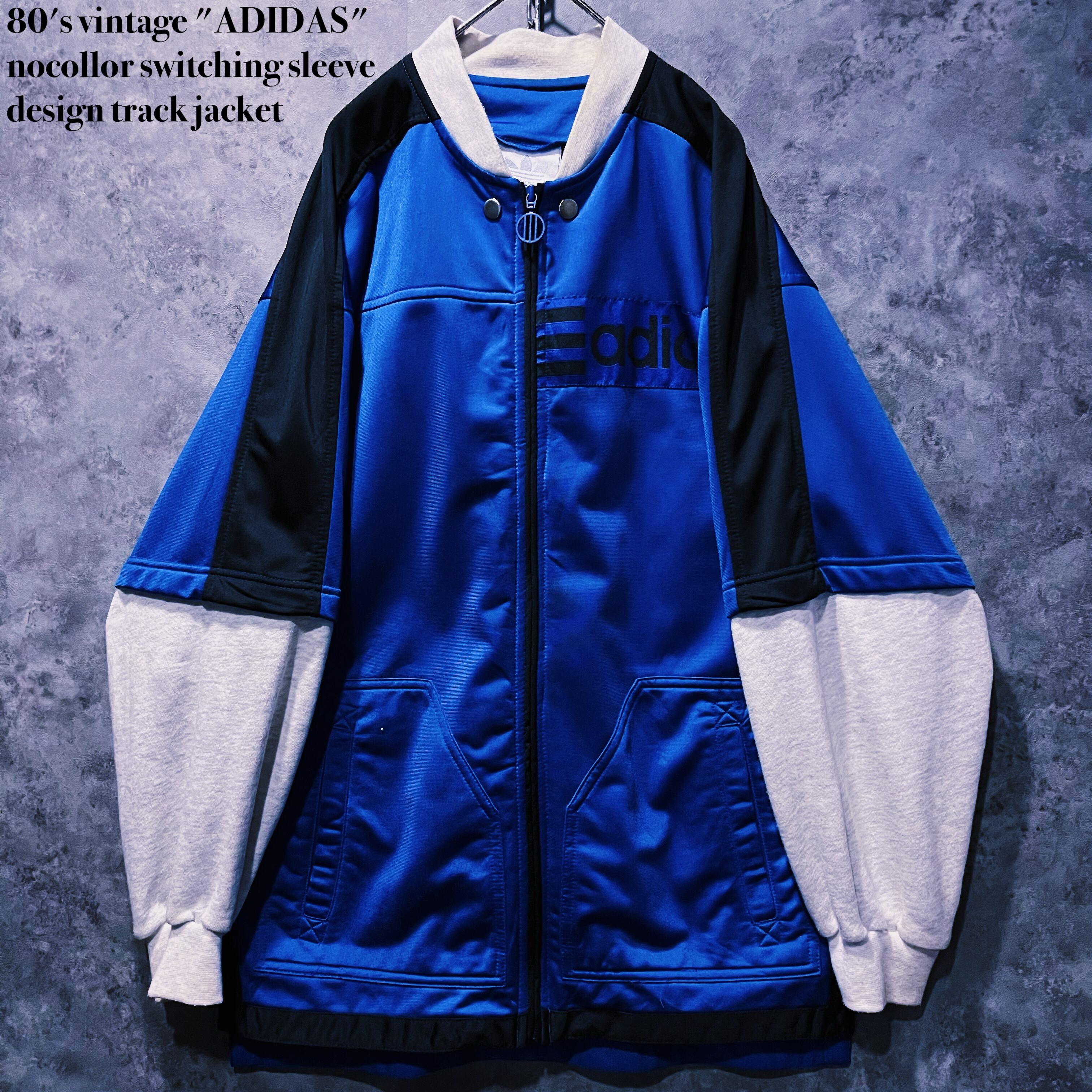 【doppio】80's vintage "ADIDAS" nocollor switching sleeve design track jacket