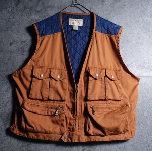 90s “CREATIVE EDGE” Brown & Blue Multi-Pocket Design Vest