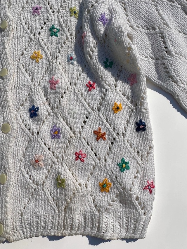【KIDS】flower embroidery cardigan size:110前後