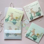 春のメッセージカード＊封筒型＊桜とミモザ＊カードと桜のシールセット