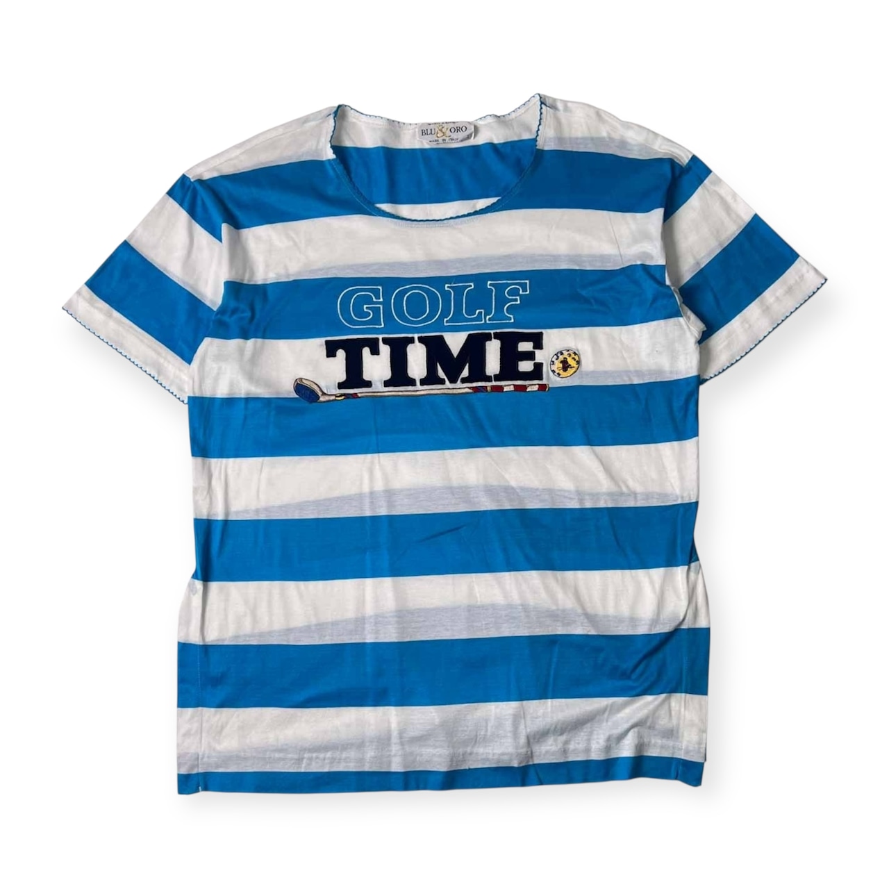 イタリア製 BLU&ORO MAKO KARNA ブルーアンドオロ ボーダー GOLF TIME 半袖 Tシャツ カットソー 1/ブルー×ホワイト レディース ビンテージ