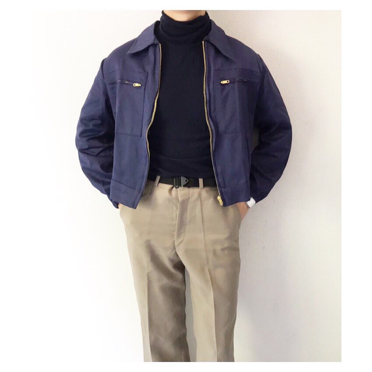 dead stock vintage italy miritary navy cotton﻿ drizzler jkt 