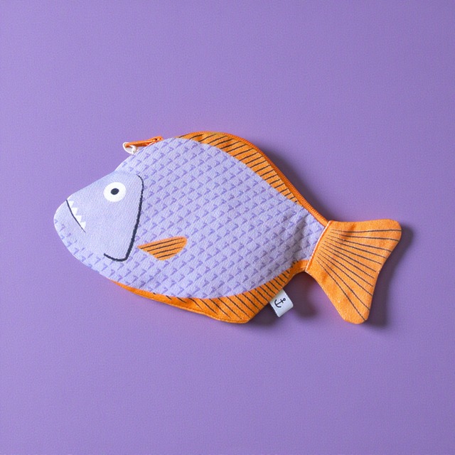 《魚/ピラニア》おさかなポーチ DON FISHER ドンフィッシャー Piranha アマゾンの魚 スペイン 輸入雑貨 パープル