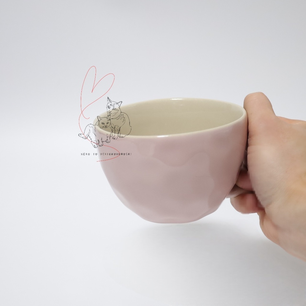 Figurineフィギュリン　陶磁器 3D ねこ  マグカップピンク