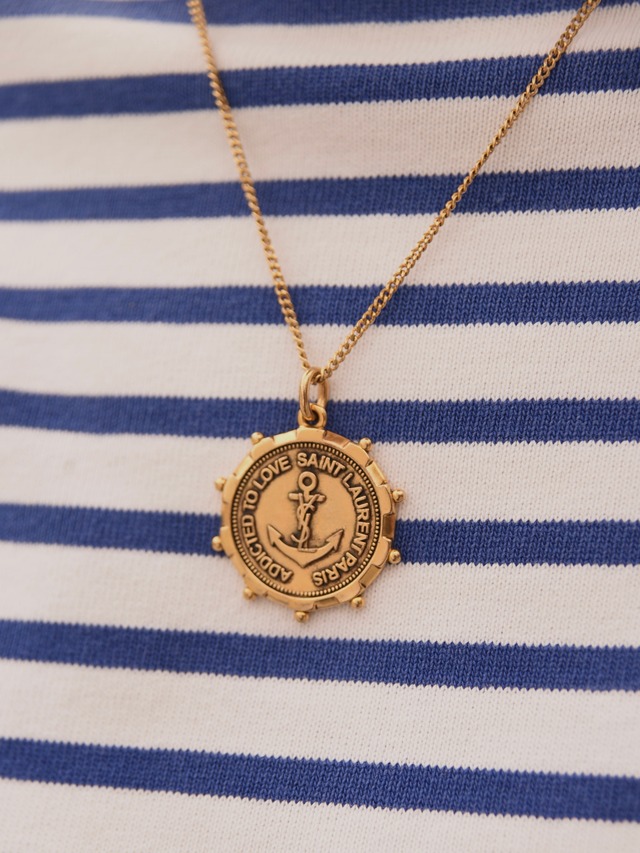 Saint Laurent Paris  / vintage  marin motif gold necklace.