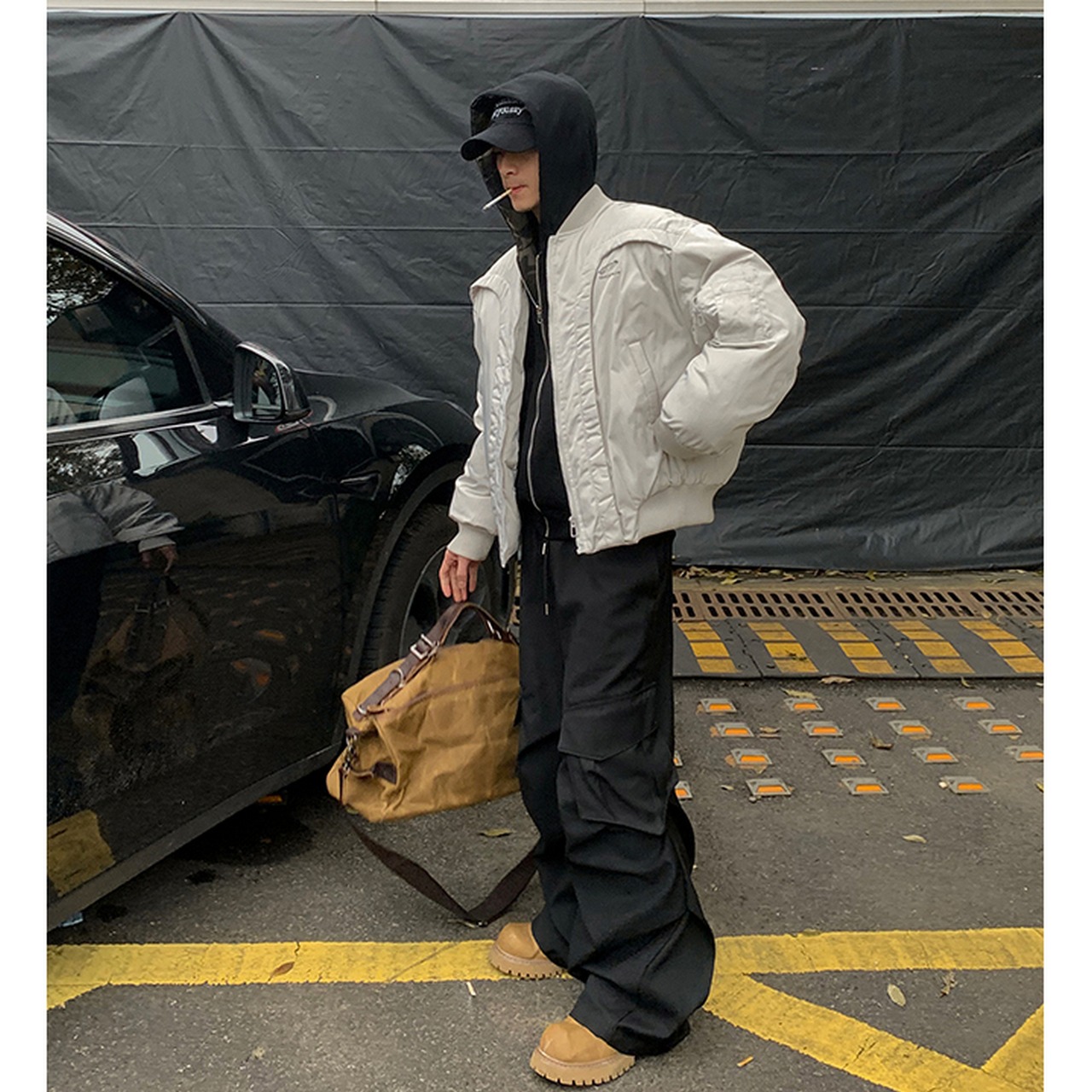 【暖かさUP】LOGO刺繍MA1中綿ジャケット T1318