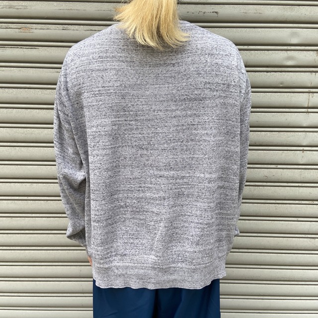 Ralph lauren 杢グレー 前Vリブ編みスウェット XL ラルフローレン