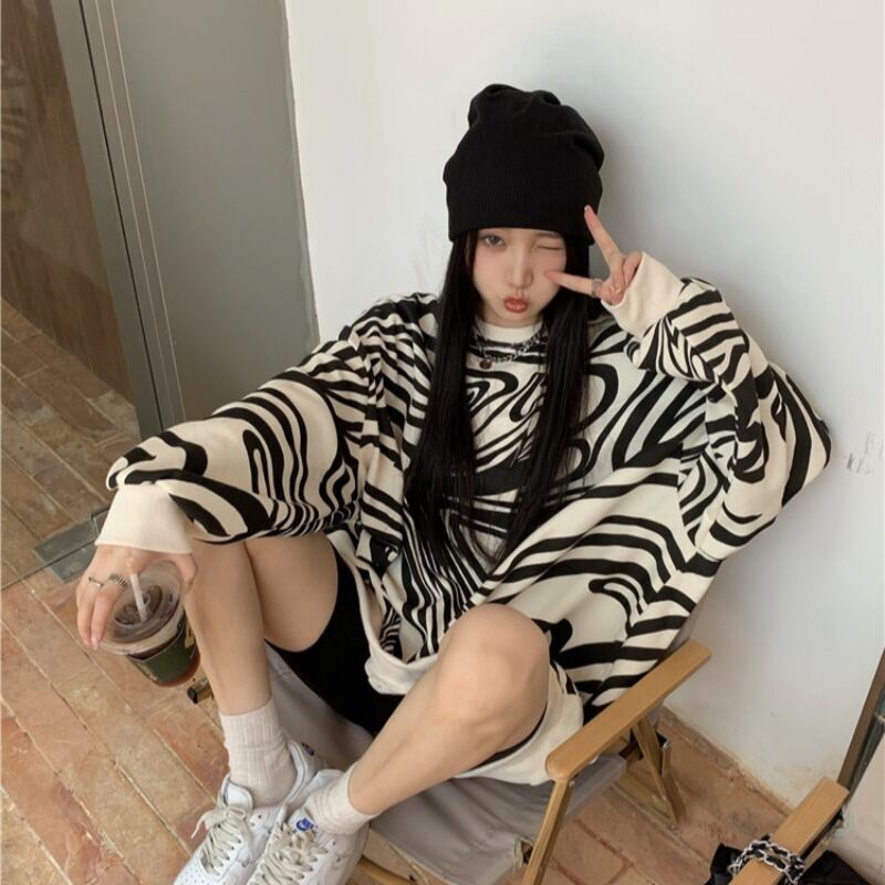 パターンセーター レディーススプリングオータムラウンドネックルーズロング長袖スリーブレッドトップス 春物 秋物 Oネック YY-ファッション81638814198