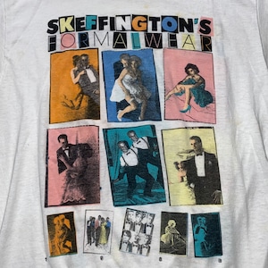 vintage 1980’s collage print tee “SKEFFINGTON’S FORMAL WEAR”