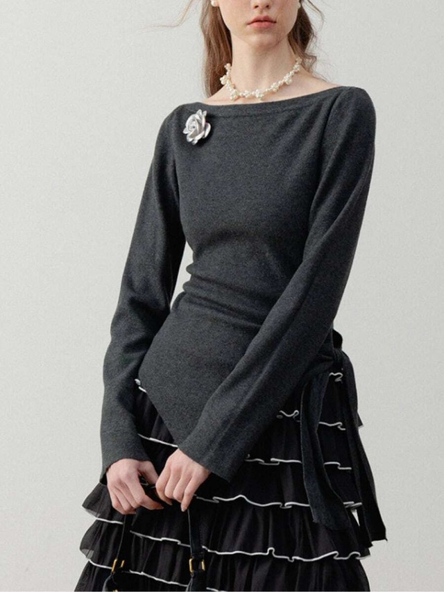 2colors ：：Asymmetric Knit Top