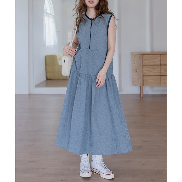piping sleeveless one piece　k-0238