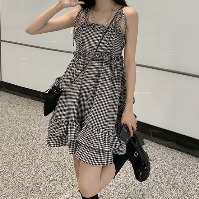 セットアップ ボレロ キャミワンピース 千鳥格子柄 チェック柄